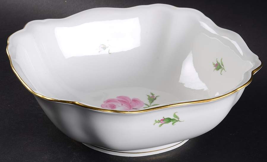 Rose Pink ("X" Backstamp) 10" Square Vegetable Bowl by Meissen (Germany)-1