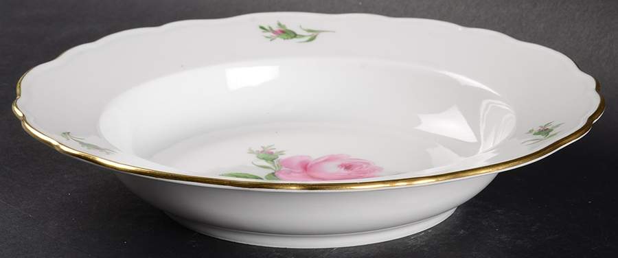 Rose Pink ("X" Backstamp) Large Rim Soup Bowl by Meissen (Germany)-1