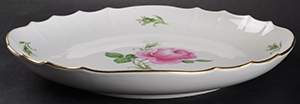 Rose Pink ("X" Backstamp) 10" Shallow Round Bowl by Meissen (Germany)-1