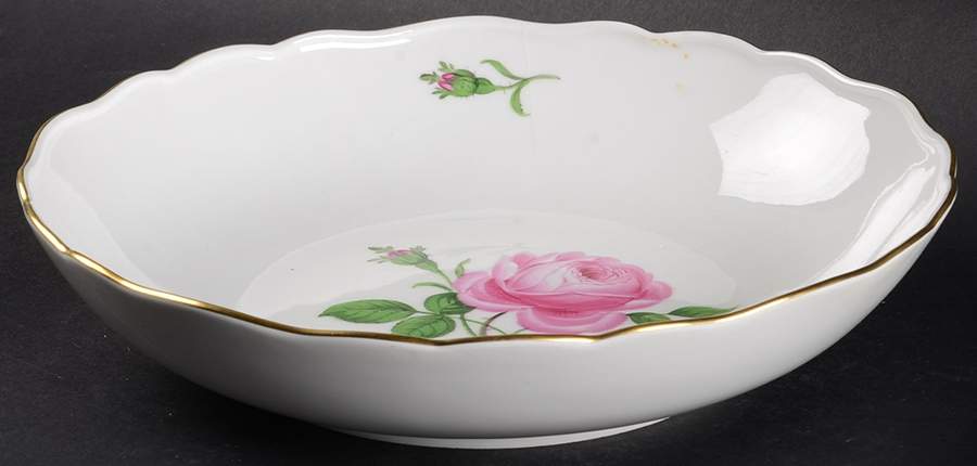 Rose Pink ("X" Backstamp) 9" Round Vegetable Bowl by Meissen (Germany)-1