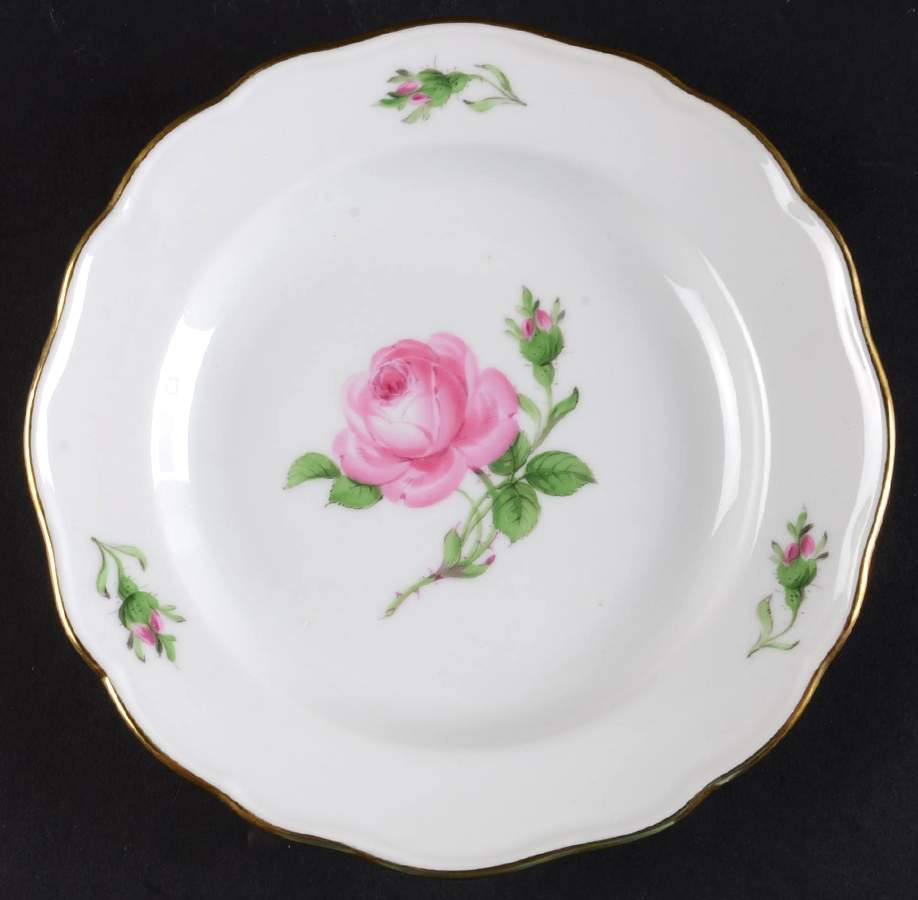 Rose Pink ("X" Backstamp) Bread & Butter Plate by Meissen (Germany)-1