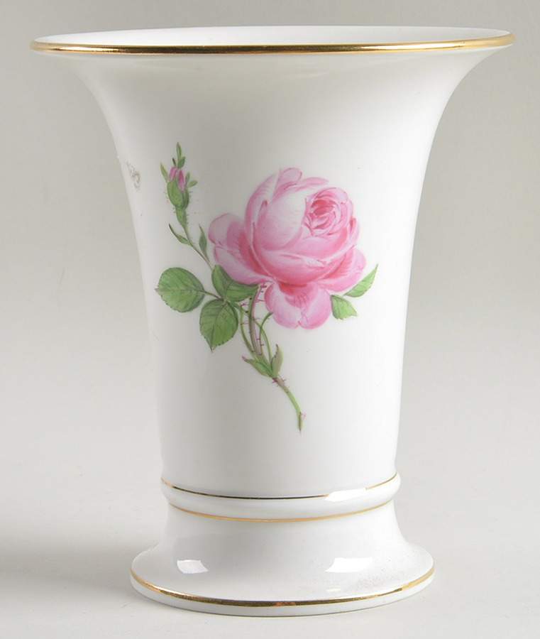 Rose Pink ("X" Backstamp) 6" Flared Vase by Meissen (Germany)-1
