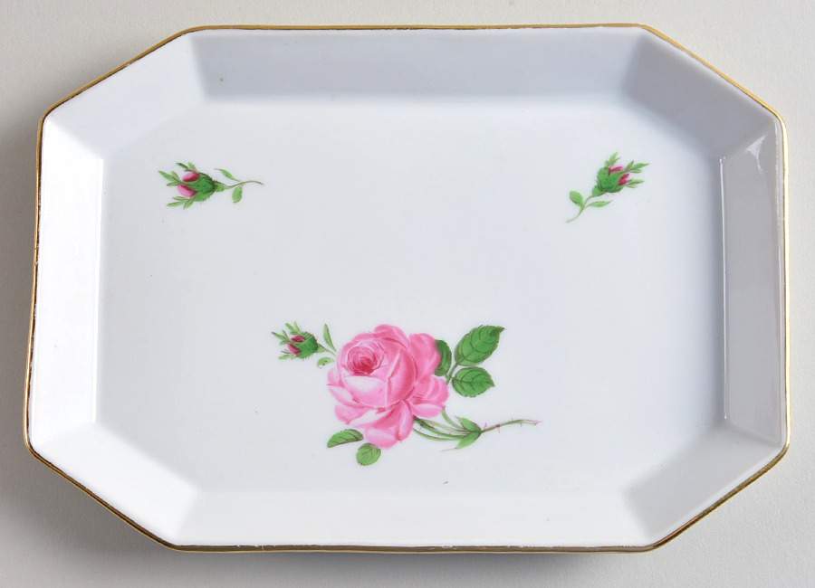 Rose Pink ("X" Backstamp) 7" Rectangular Tray by Meissen (Germany)-1