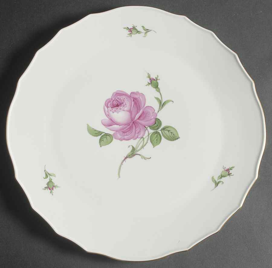 Rose Pink ("X" Backstamp) Cake Plate by Meissen (Germany)-1