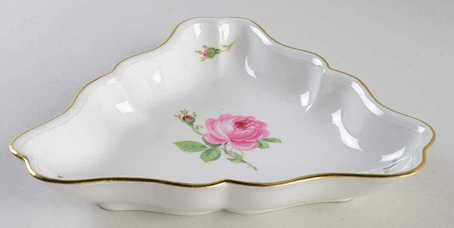 Rose Pink ("X" Backstamp) Triangular Salad Plate by Meissen (Germany)-1