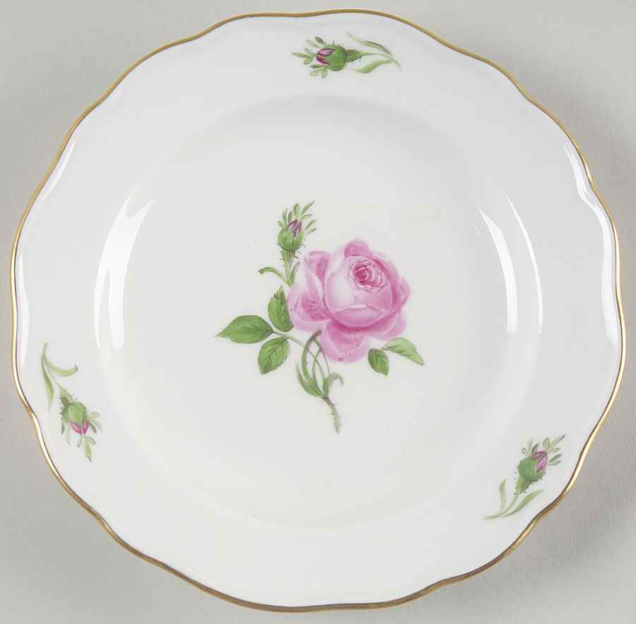 Rose Pink ("X" Backstamp) Bread & Butter Plate by Meissen (Germany)-1