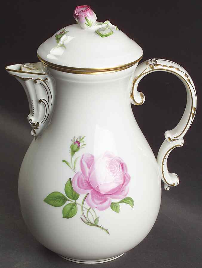Rose Pink ("X" Backstamp) Coffee Pot & Lid by Meissen (Germany)-1