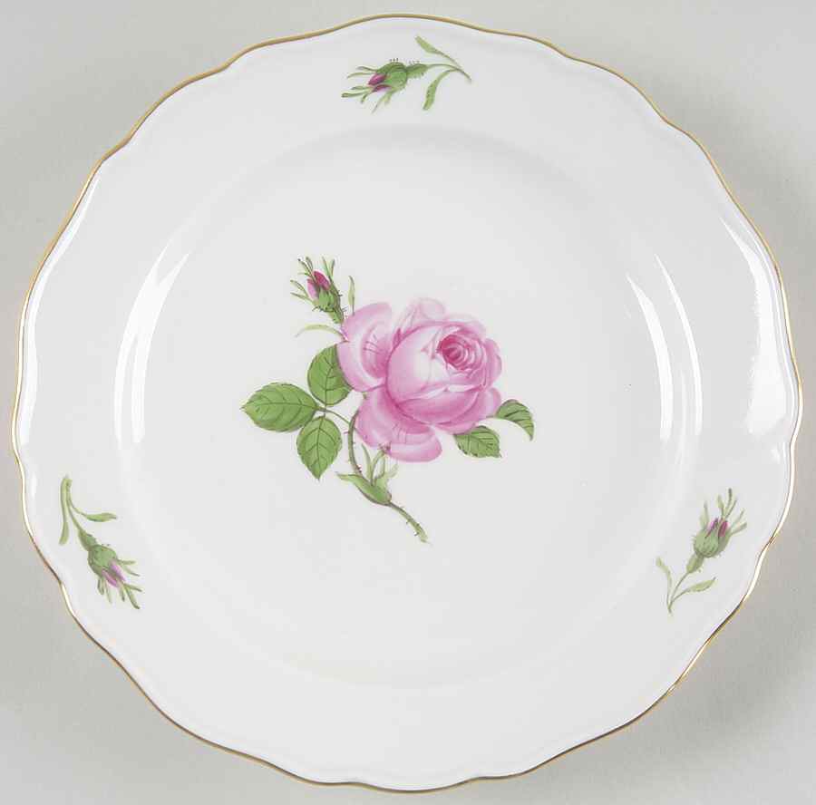 Rose Pink ("X" Backstamp) Dessert/Pie Plate by Meissen (Germany)-1