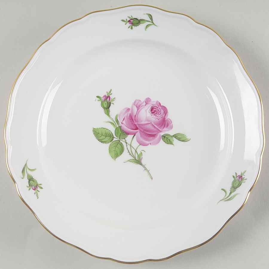 Rose Pink ("X" Backstamp) Luncheon Plate by Meissen (Germany)-1