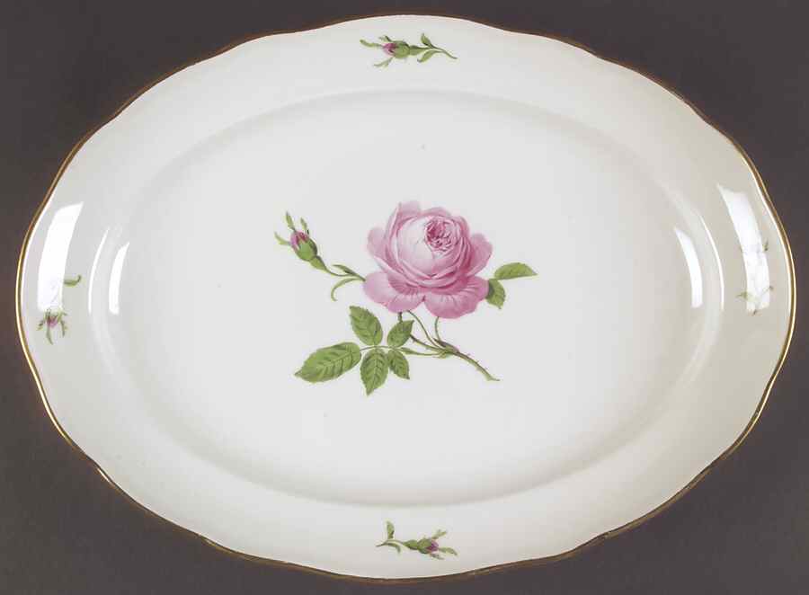Rose Pink ("X" Backstamp) 17" Oval Serving Platter by Meissen (Germany)-1