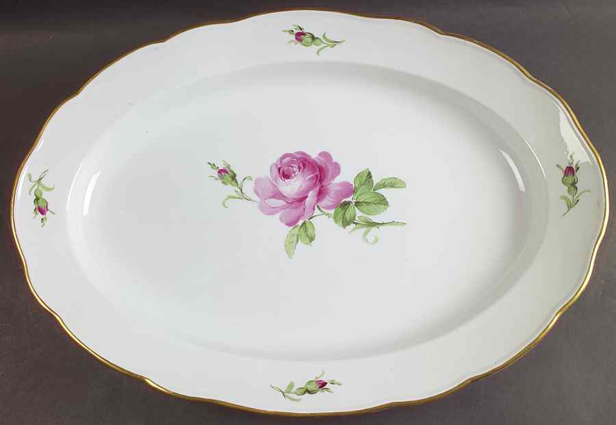 Rose Pink ("X" Backstamp) 19" Oval Serving Platter by Meissen (Germany)-1