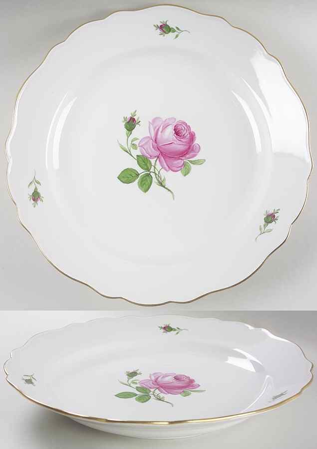 Rose Pink ("X" Backstamp) 12" Deep Round Platter by Meissen (Germany)-1