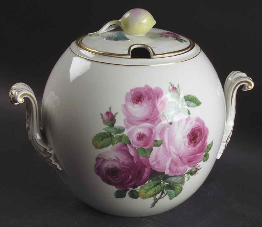 Rose Pink ("X" Backstamp) Punch Bowl and Lid by Meissen (Germany)-1