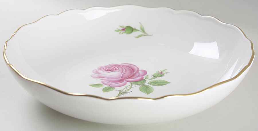 Rose Pink ("X" Backstamp) 9" Round Vegetable Bowl by Meissen (Germany)-1
