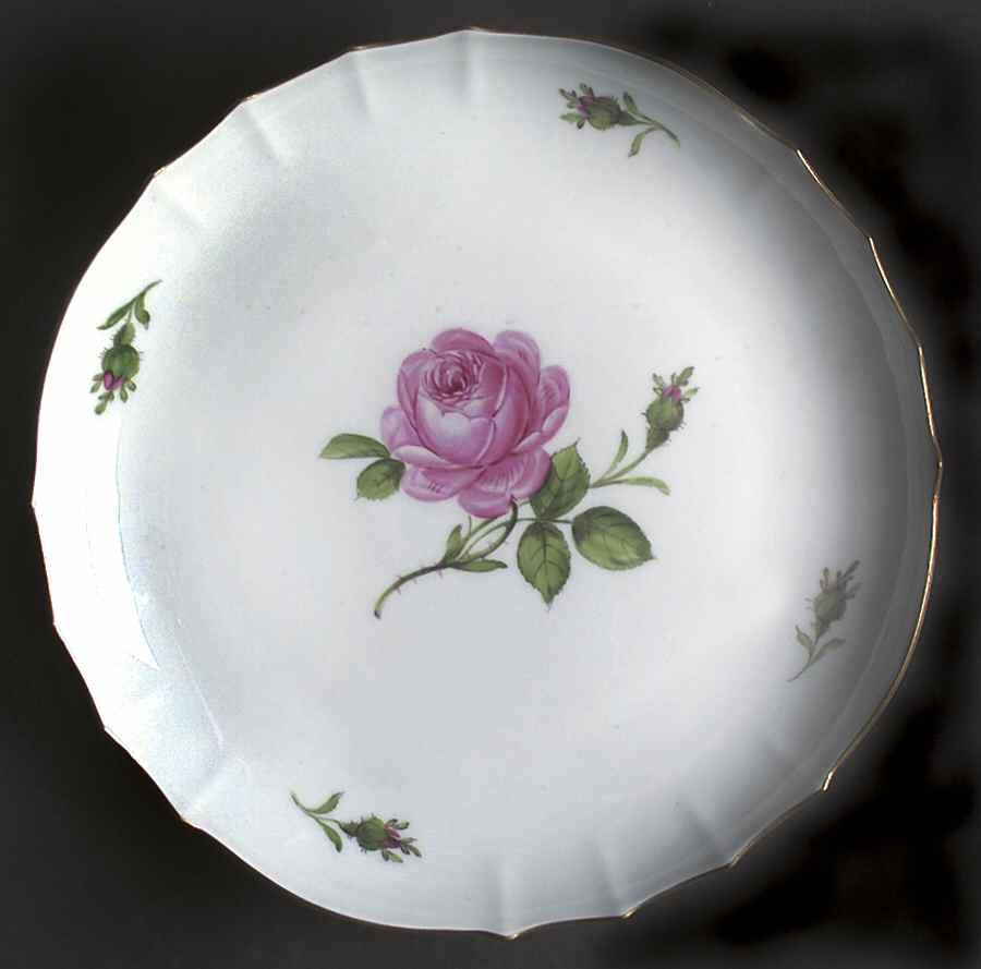 Rose Pink ("X" Backstamp) 10" Shallow Round Bowl by Meissen (Germany)-1