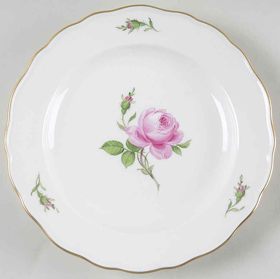 Rose Pink ("X" Backstamp) Salad Plate by Meissen (Germany)-1