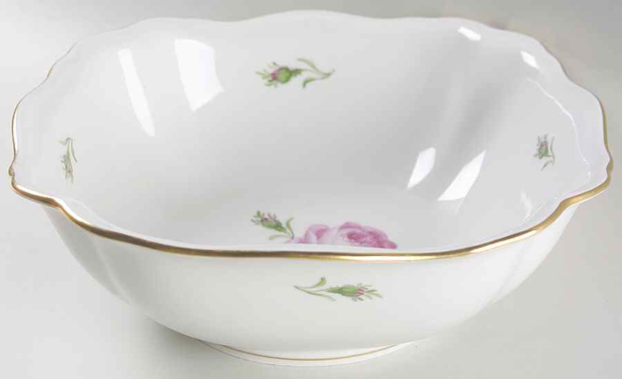 Rose Pink ("X" Backstamp) 10" Square Vegetable Bowl by Meissen (Germany)-1