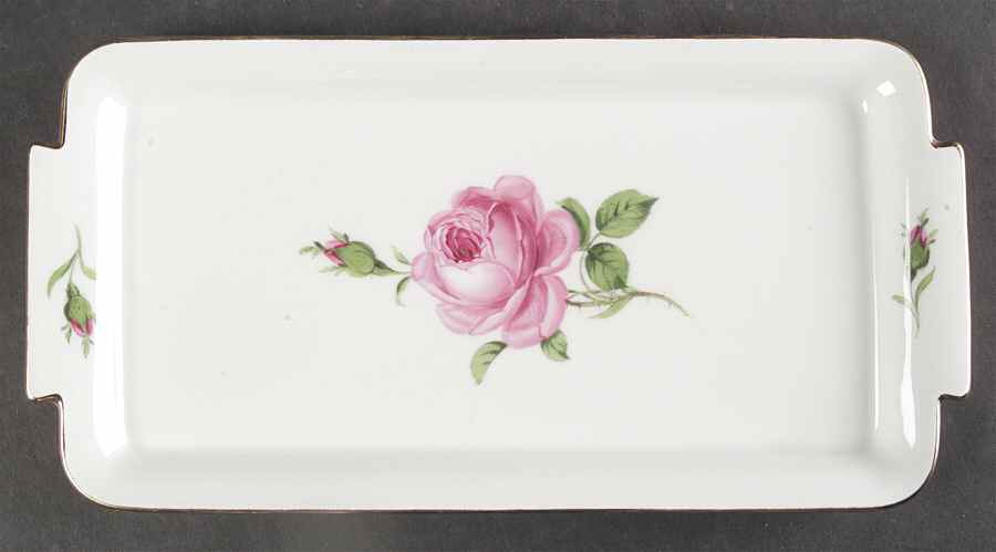 Rose Pink ("X" Backstamp) Rectangular Tray by Meissen (Germany)-1