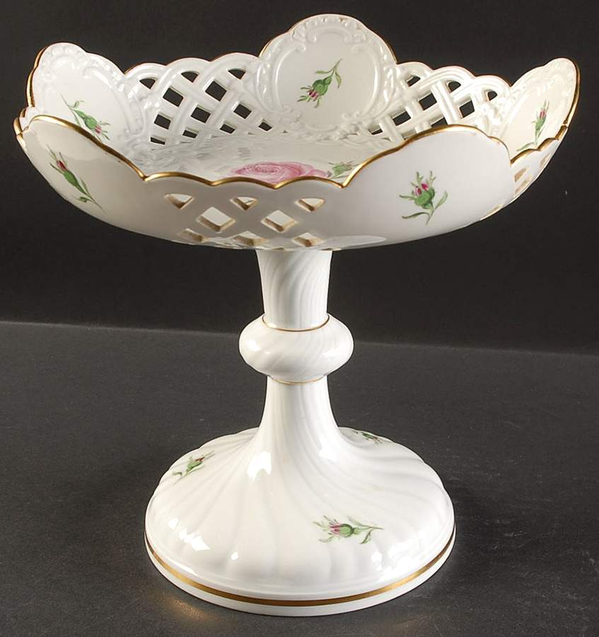 Rose Pink ("X" Backstamp) Round Compote (Height X Width) by Meissen (Germany)-1