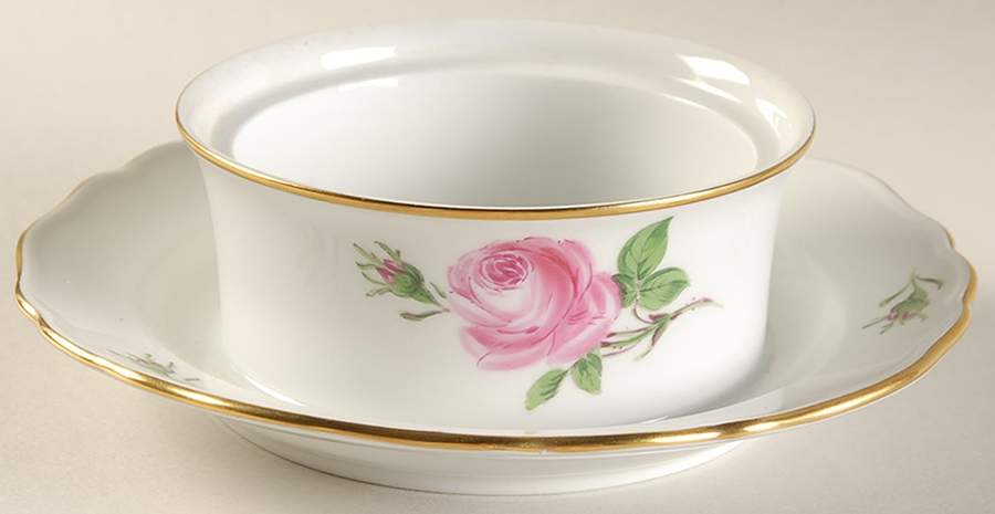 Rose Pink ("X" Backstamp) Round Butter No Lid by Meissen (Germany)-1