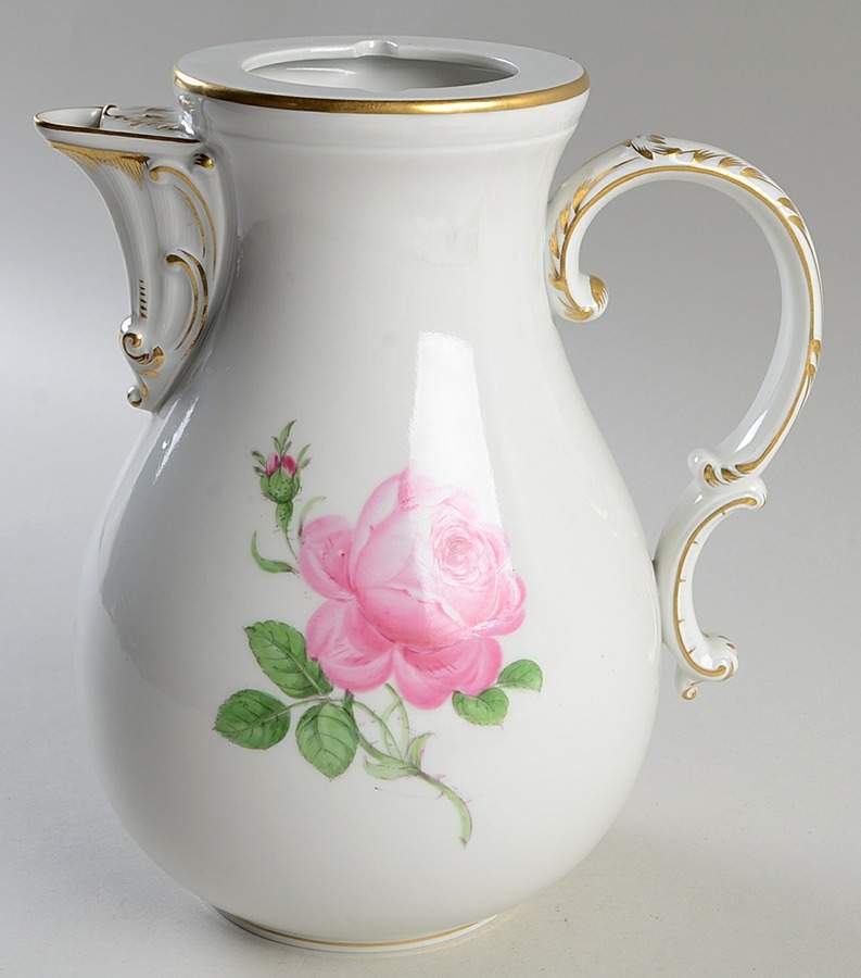 Rose Pink ("X" Backstamp) Coffee Pot No Lid by Meissen (Germany)-1