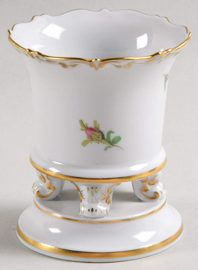 Scattered Flowers ("X" Backstamp) 3" Claw Footed Urn Vase by Meissen (Germany)-1