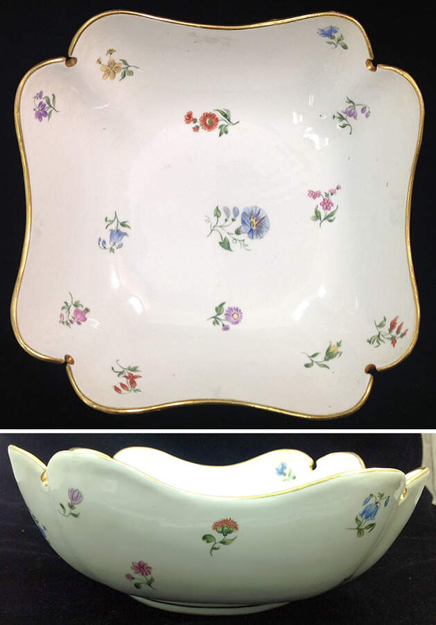 Scattered Flowers ("X" Backstamp) Bon Bon by Meissen (Germany)-1