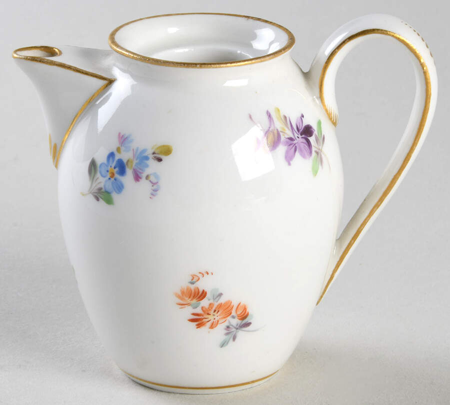 Scattered Flowers ("X" Backstamp) Child's Coffee Pot No Lid by Meissen (Germany)-1