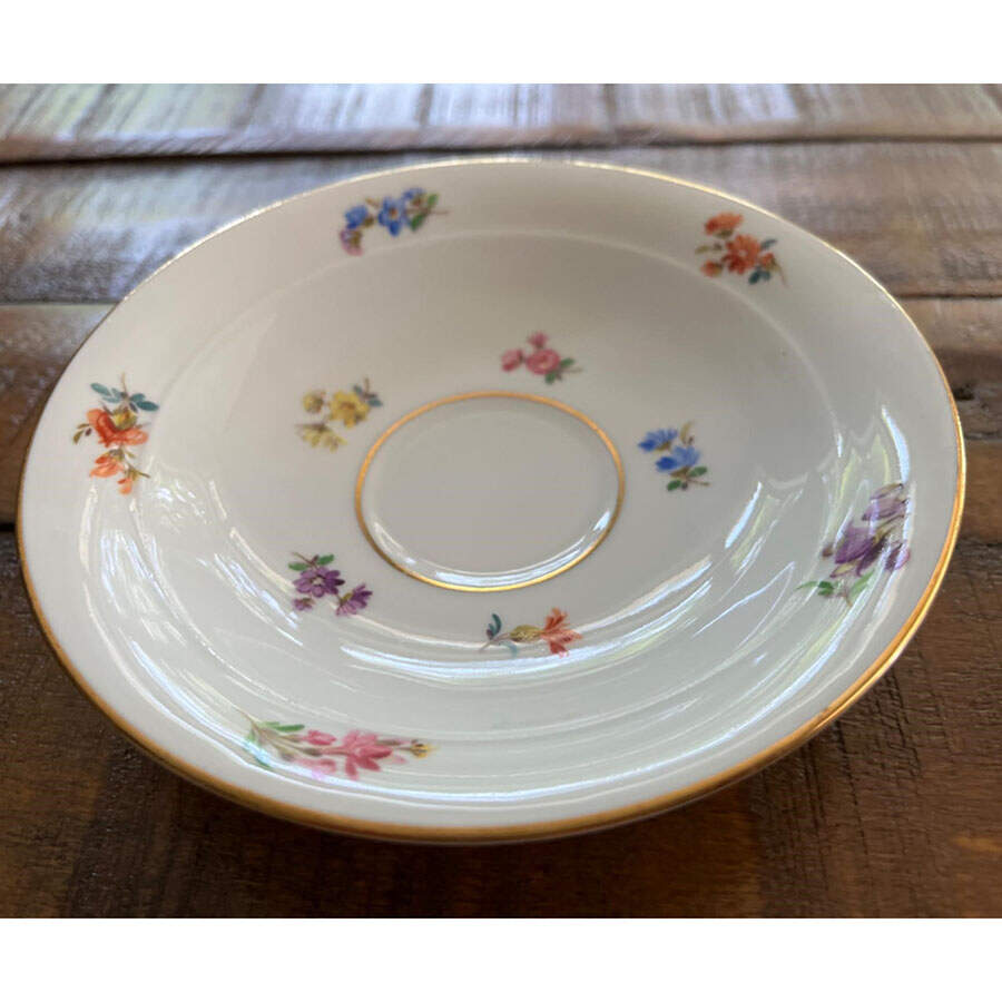 Scattered Flowers ("X" Backstamp) Saucer for Flat Cup by Meissen (Germany)-1