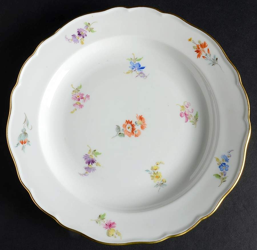 Scattered Flowers ("X" Backstamp) Salad Plate by Meissen (Germany)-1