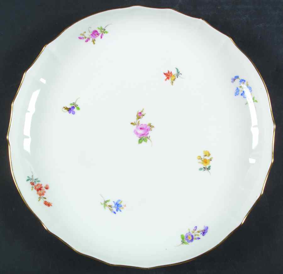 Scattered Flowers ("X" Backstamp) Deep Round Platter by Meissen (Germany)-1