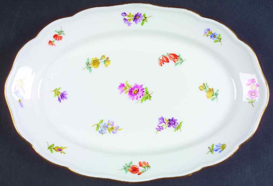 Scattered Flowers ("X" Backstamp) Relish by Meissen (Germany)-1
