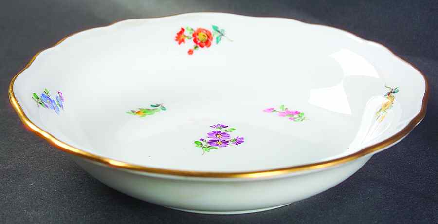 Scattered Flowers ("X" Backstamp) Coupe Cereal Bowl by Meissen (Germany)-1