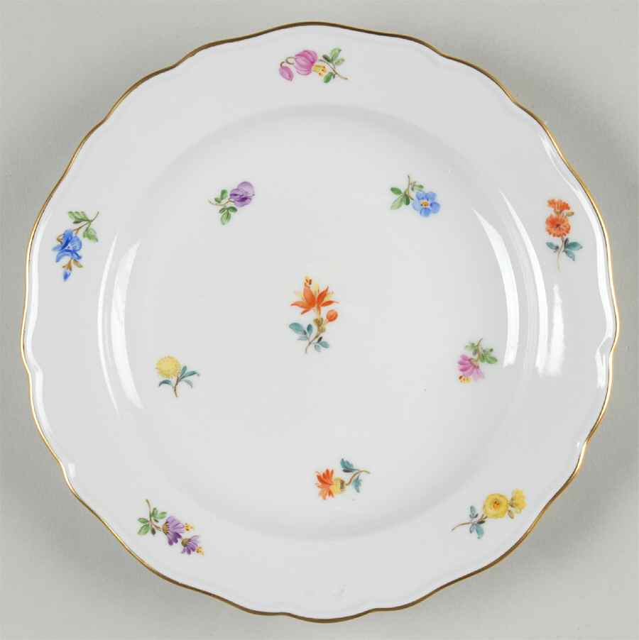 Scattered Flowers ("X" Backstamp) Bread & Butter Plate by Meissen (Germany)-1