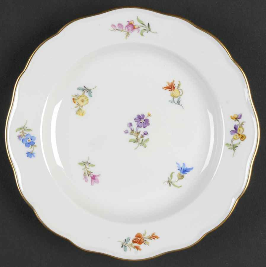 Scattered Flowers ("X" Backstamp) Bread & Butter Plate by Meissen (Germany)-1