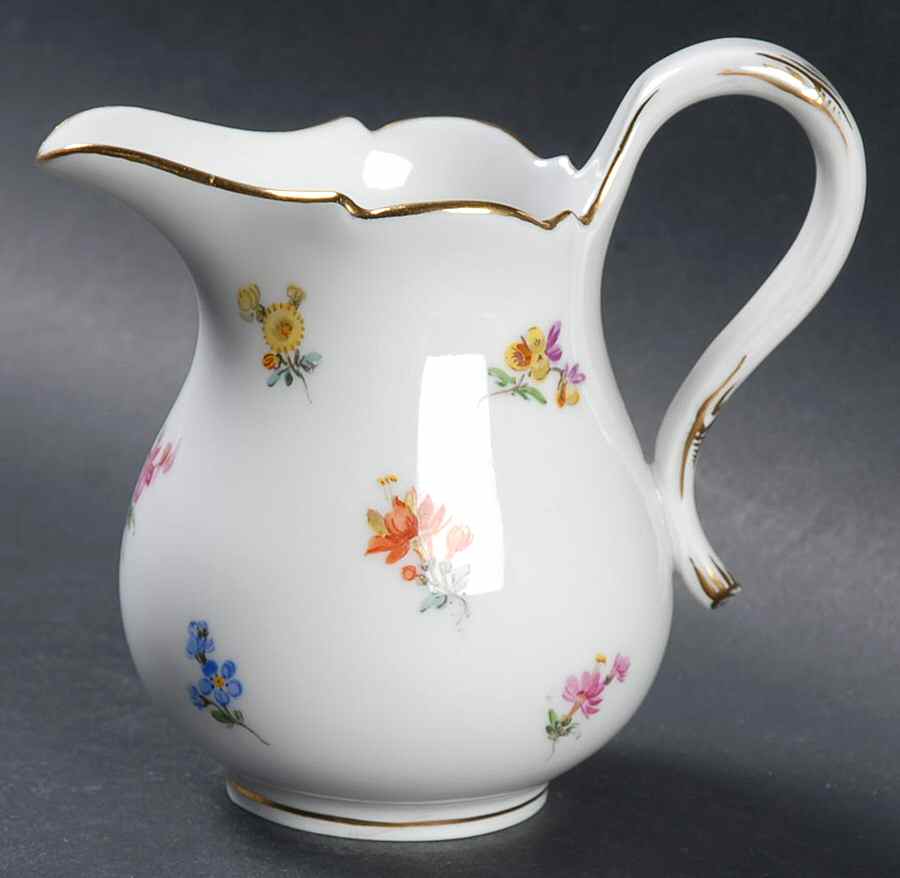 Scattered Flowers ("X" Backstamp) Creamer by Meissen (Germany)-1