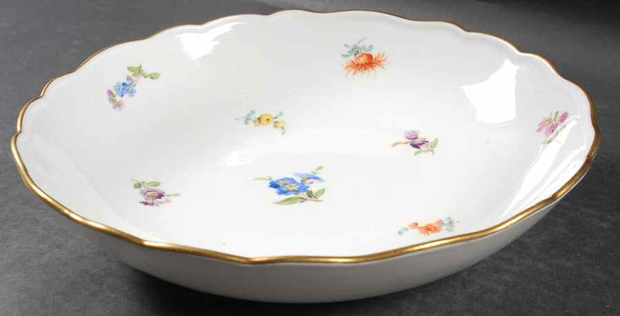 Scattered Flowers ("X" Backstamp) 9" Round Vegetable Bowl by Meissen (Germany)-1