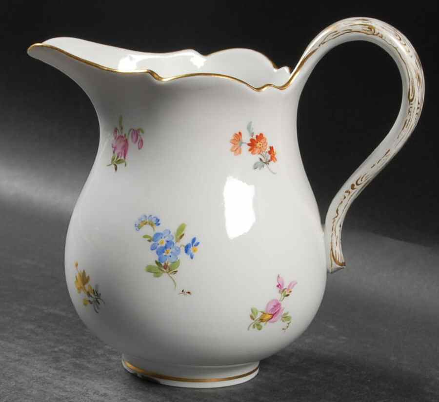 Scattered Flowers ("X" Backstamp) 16 Oz Pitcher by Meissen (Germany)-1