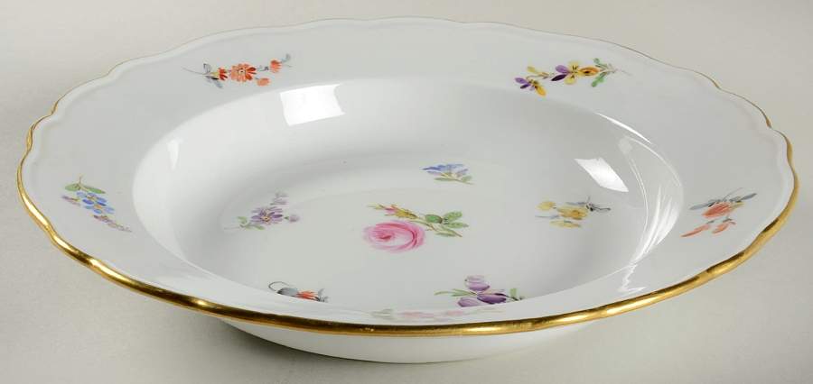 Scattered Flowers ("X" Backstamp) Rim Soup Bowl by Meissen (Germany)-1