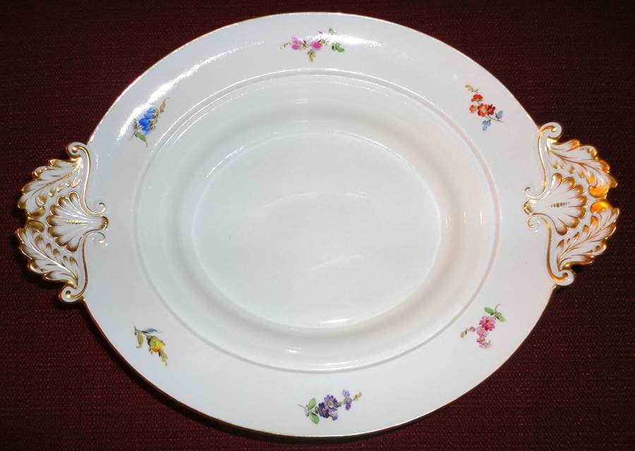 Scattered Flowers ("X" Backstamp) Oval Vegetable No Lid by Meissen (Germany)-1