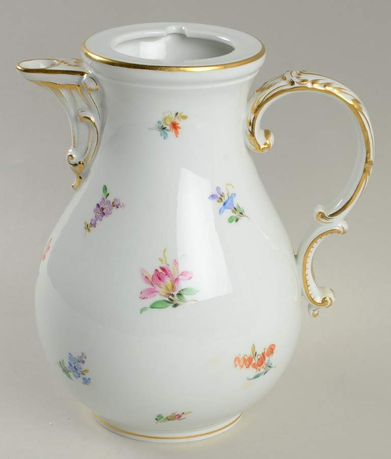 Scattered Flowers ("X" Backstamp) Coffee Pot No Lid by Meissen (Germany)-1