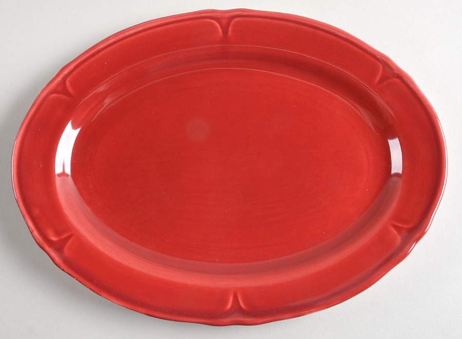 Petal Burgundy 11" Oval Serving Platter by Mount Clemens-1