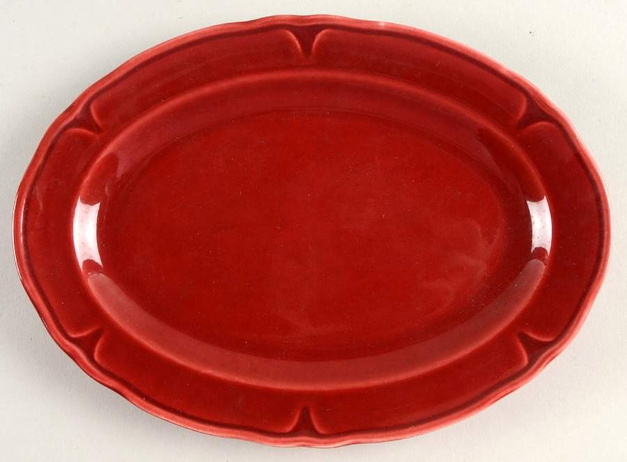 Petal Burgundy 9" Oval Serving Platter by Mount Clemens-1