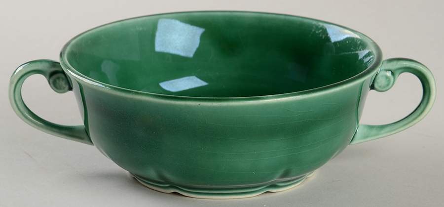 Petal Green Flat Cream Soup Bowl by Mount Clemens-1