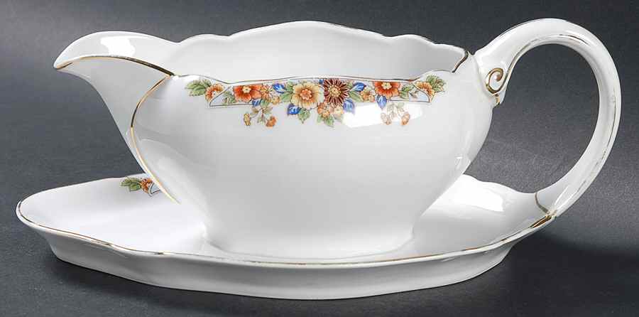 The Autumn Gravy Boat with Attached Underplate by Paul Muller-1
