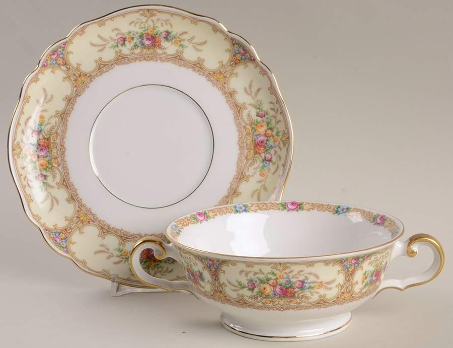 Meadowbrook Footed Cream Soup Bowl & Saucer Set by Paul Muller-1