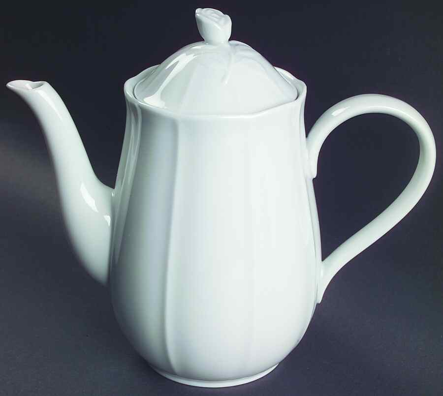 Embossed White Teapot & Lid by Muirfield-1