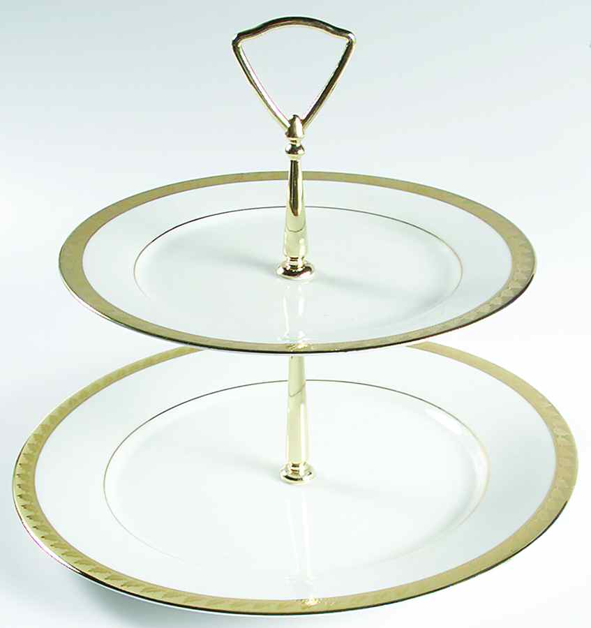 Golden Leaf 2 Tiered Serving Tray (Dinner & Salad Plate) by Muirfield-1