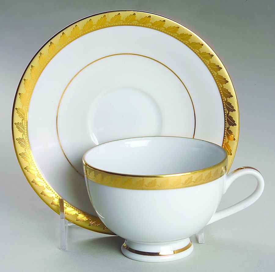 Golden Leaf Footed Cup & Saucer Set by Muirfield-1