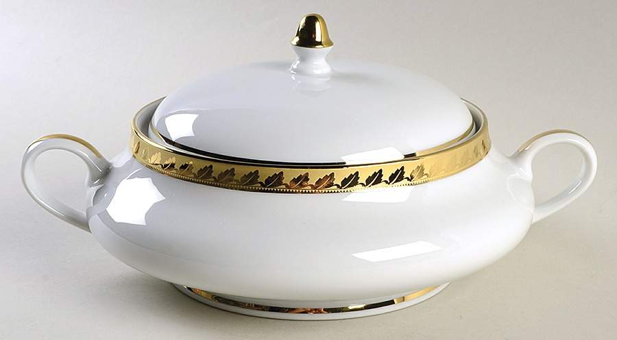 Golden Leaf Round Covered Vegetable by Muirfield-1